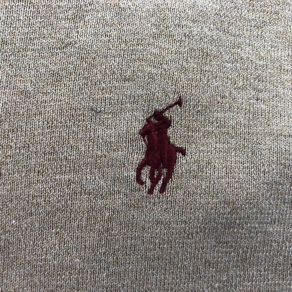 Polo Ralph Lauren Mens Sweater Large V-Neck Pullover Long Sleeve Brown Cotton - Picture 9 of 14
